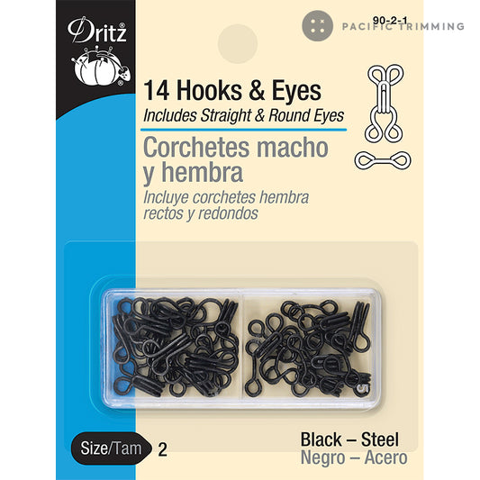 Dritz Hooks & Eyes Black Size 2