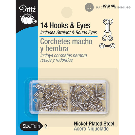 Dritz 14 Hooks & Eyes Nickel Size 2