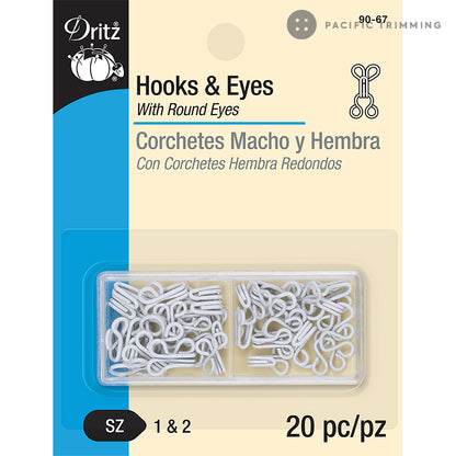 Dritz Hooks & Eyes White Size 1 & 2