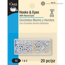Load image into Gallery viewer, Dritz Hooks &amp; Eyes White Size 1 &amp; 2
