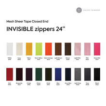 Load image into Gallery viewer, #2 Mesh Sheer Tape Closed End Invisible Zipper 24 Inch Color Chart
