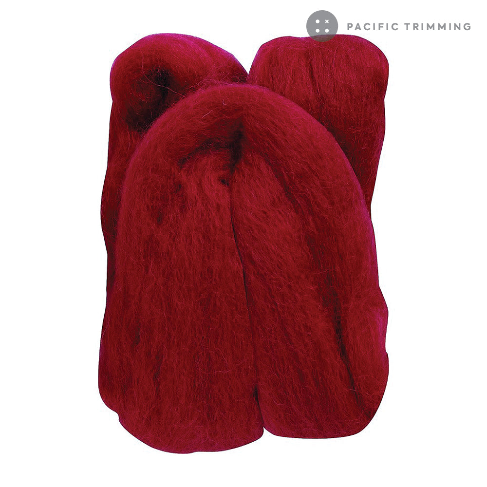 Clover Natural Wool Roving Red 20g (0.7 oz)