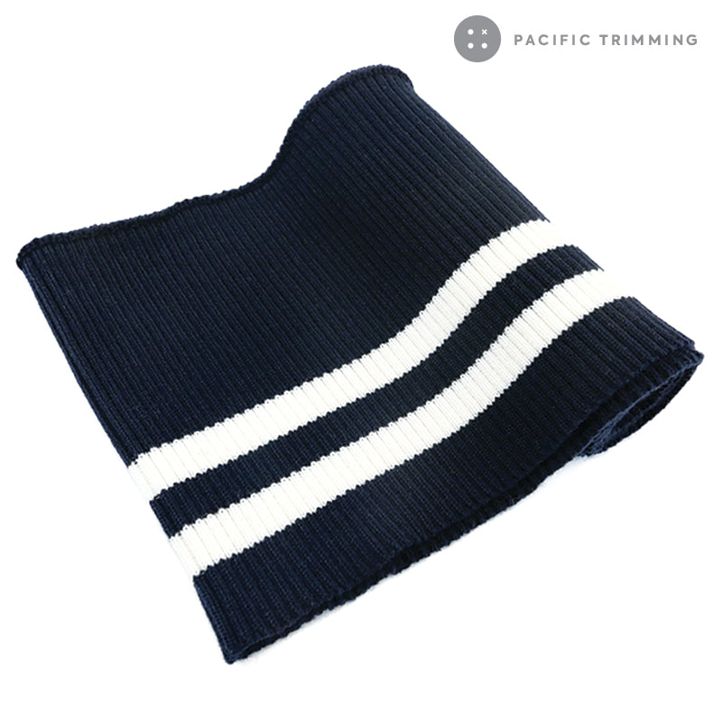 Chunky Two Line Striped Rib Knit Multiple Colors
