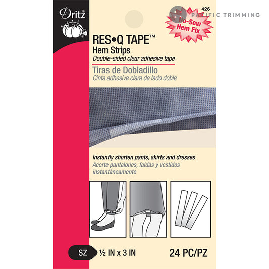 Dritz RES-Q-TAPE HEM STRIPS DOUBLE-SIDED ADHESIVE TAPE 1/2" X 3"