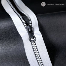Load image into Gallery viewer, #5 Black &amp; Silver Reflective Tape Water Repellent Molded Plastic Zipper
