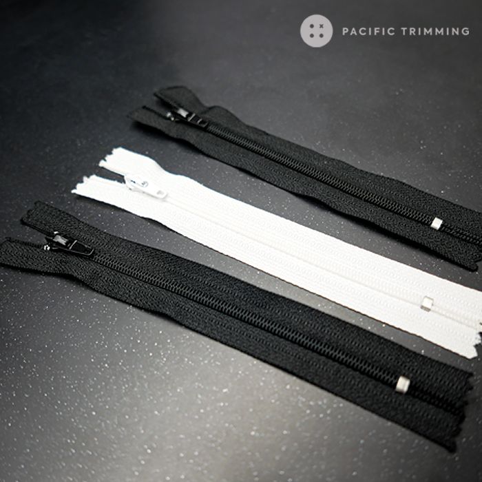 #3 White & Black Tape Nylon Coil Zipper