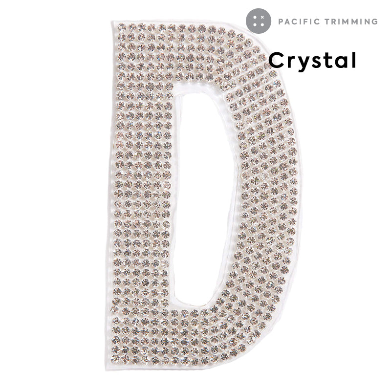 XL Iron-On Rhinestone Letters AB Crystal