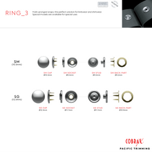 Load image into Gallery viewer, Cobrax Ring 3 Dome Type Snap Fastener Button Description
