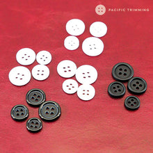Load image into Gallery viewer, White &amp; Black Round Rim Polyester 4 Hole Shirt Button
