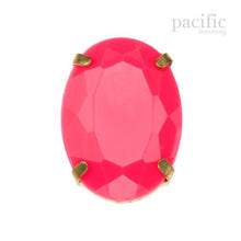Load image into Gallery viewer, 3pcs of 25mm Oval Sew-on Acrylic Rhinestone Neon Pink
