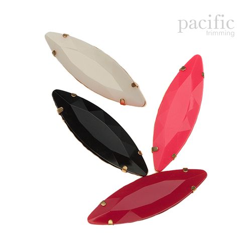 4pcs of 48mm Sew-on Plastic Rhinestone Navette W/Setting Black/Ivory/Red/Neon Pink