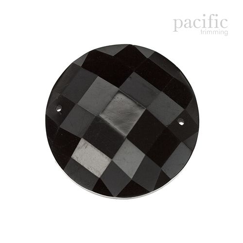 Acrylic Sew on Jewel Round With Diamond Pattern in 6 sizes Black
