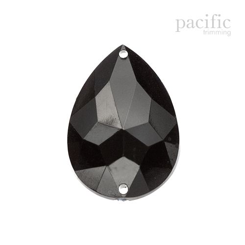 Acrylic Sew on Jewel Pear Black 3 Sizes