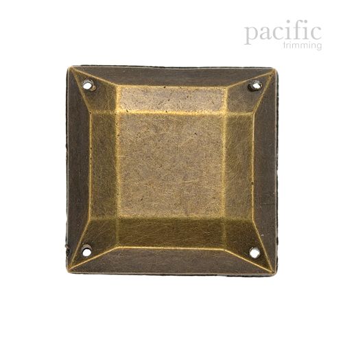 3pcs of 25mm Square Acrylic Sew on Jewel in Antique Brass
