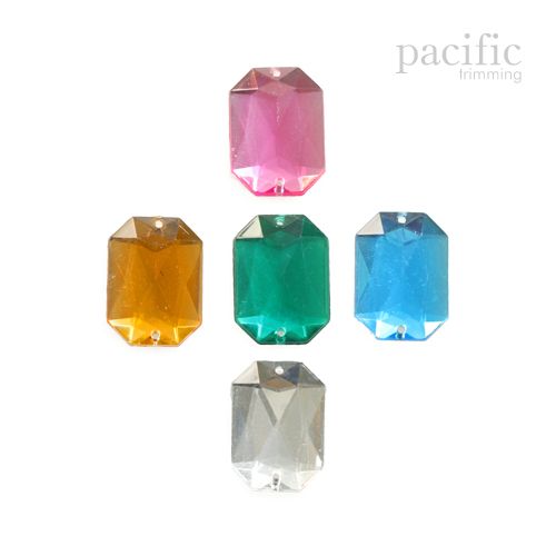 Acrylic Octagon Sew on Rhinestone 3 Sizes Pink/Camel/Green/Aqua/Clear