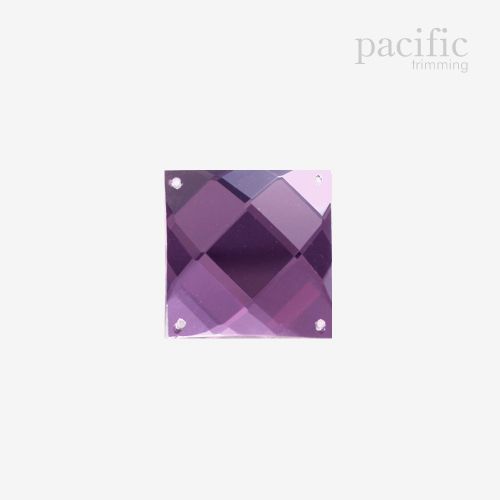 Square Sew on Glass Jewel 2 Sizes Violet