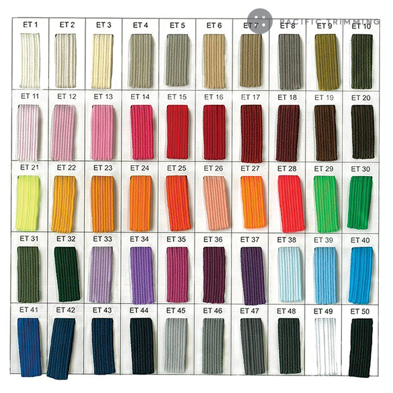 Standard Braided Elastic Band Multiple Colors and Sizes