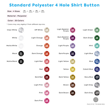 Load image into Gallery viewer, White &amp; Black Standard Polyester 4 Hole Shirt Button Color Chart
