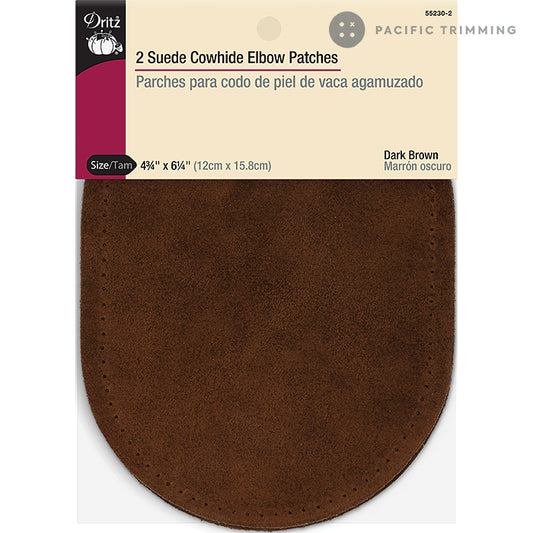 Dritz Suede Cowhide Elbow Patches dark Brown 2pc - Pacific Trimming