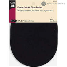 Load image into Gallery viewer, Dritz Suede Cowhide Elbow Patches Navy Blue 2pc
