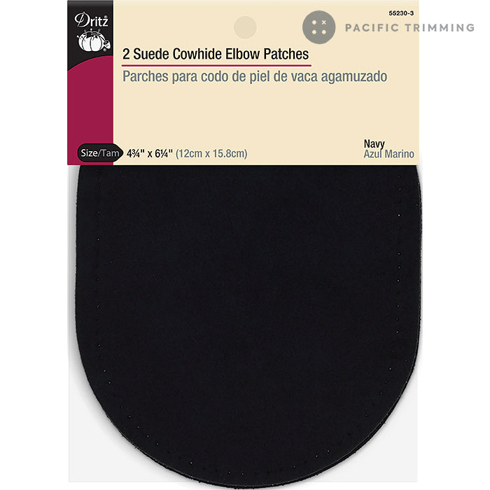 Dritz Suede Cowhide Elbow Patches Navy Blue 2pc