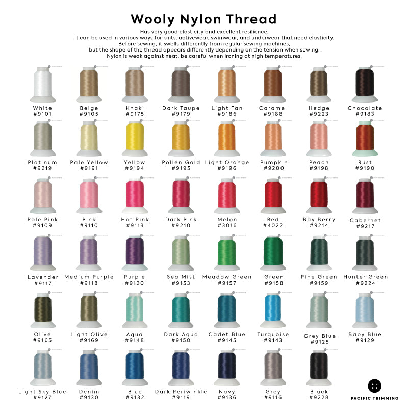 Nylon Thread Variations Wooly Nylon Thread 1000m – Pacific Trimming