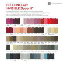 Load image into Gallery viewer, #2 YKK Conceal Invisible Zipper Closed End 8 Inch Color Chart
