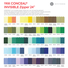 Load image into Gallery viewer, #2 YKK Conceal Invisible Zipper Closed End 24 Inch Color Chart
