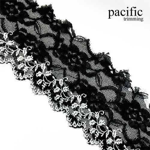 3.25 Inch Black Polyester Lace Trim