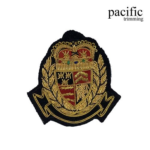 3 Inch  Zari Embroidery Noble Emblem Badge Black/Gold
