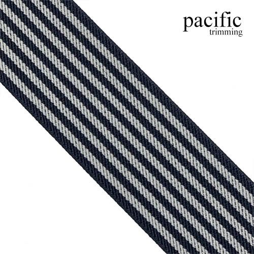 2 Inch Black and White Stripe Woven Elastic Band