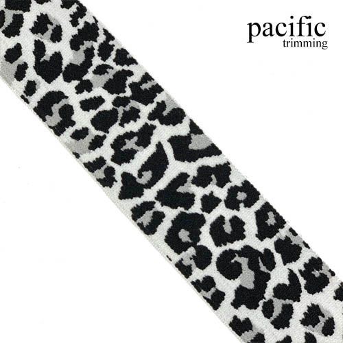 1 5/8 Inch White Leopard Patterned Elastic