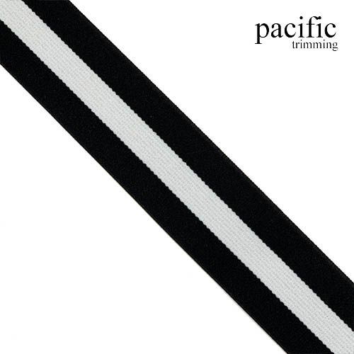 1 3/16", 1 1/2" Black and White Stripe Patterned Elastic