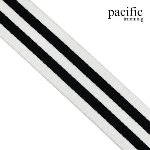 1 1/2 Inch Black and White Stripe Patterned Elastic