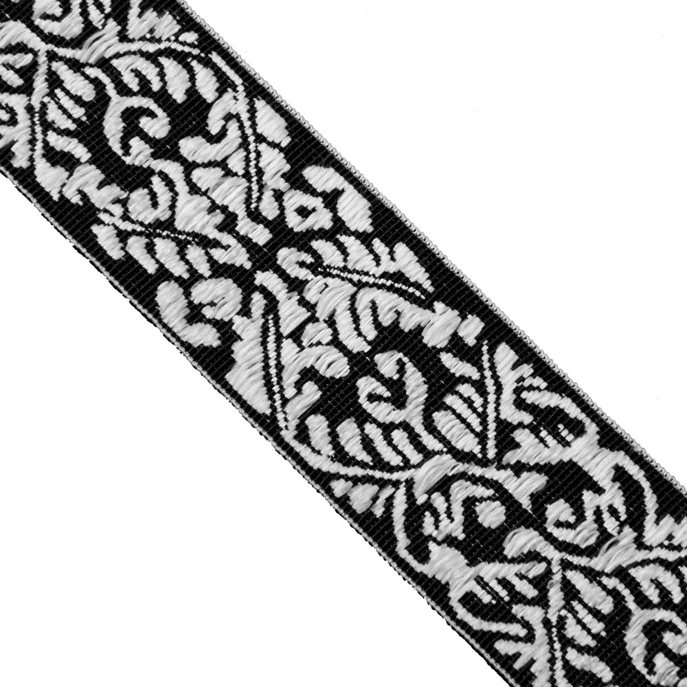2 3/8 Inch White and Black Patterned Elastic