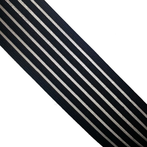 2 1/4 Inch Black Sheer Striped Patterned Elastic