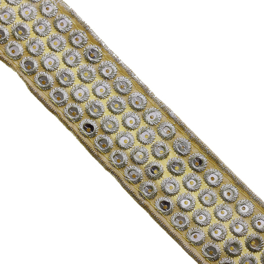 1.5 Inch Embroidery Sequin Trim Gold