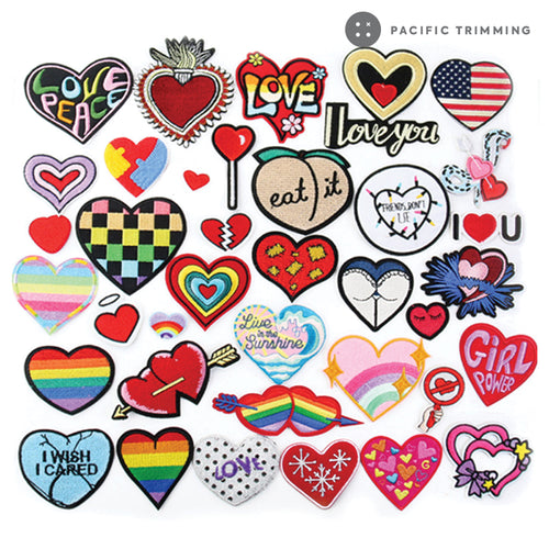 2x Love Heart Iron On Patches - Red Love Heart Iron On Patch - Iron On Love  Heart Patches - Patches For Jackets - Iron On Patches