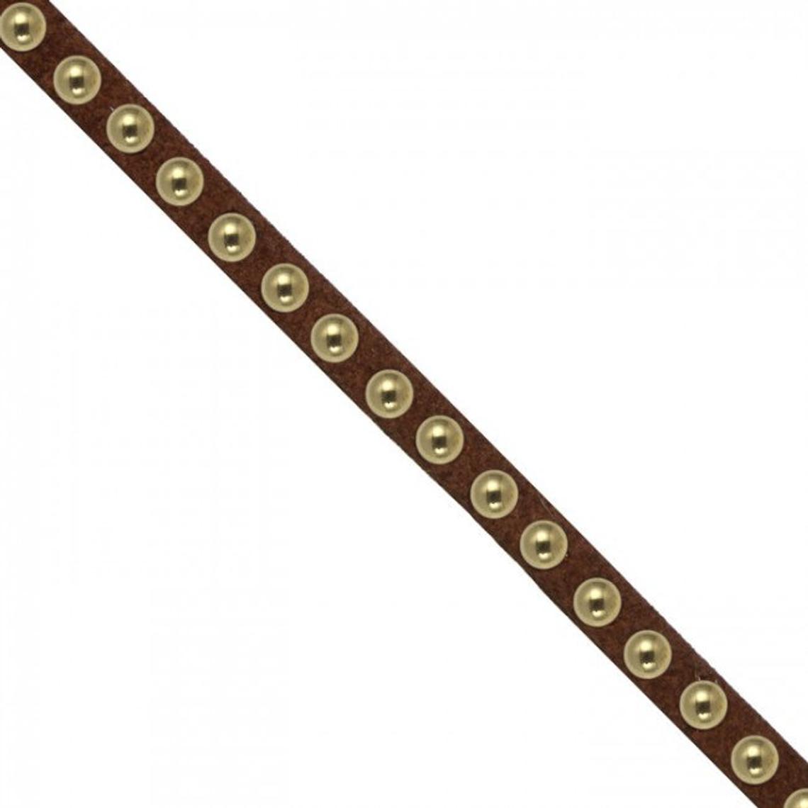 6mm Studded Suede Trim Brown/Gold
