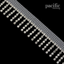 Load image into Gallery viewer, 1.75 Inch Rhinestone Fringe with Netting White/Crystal
