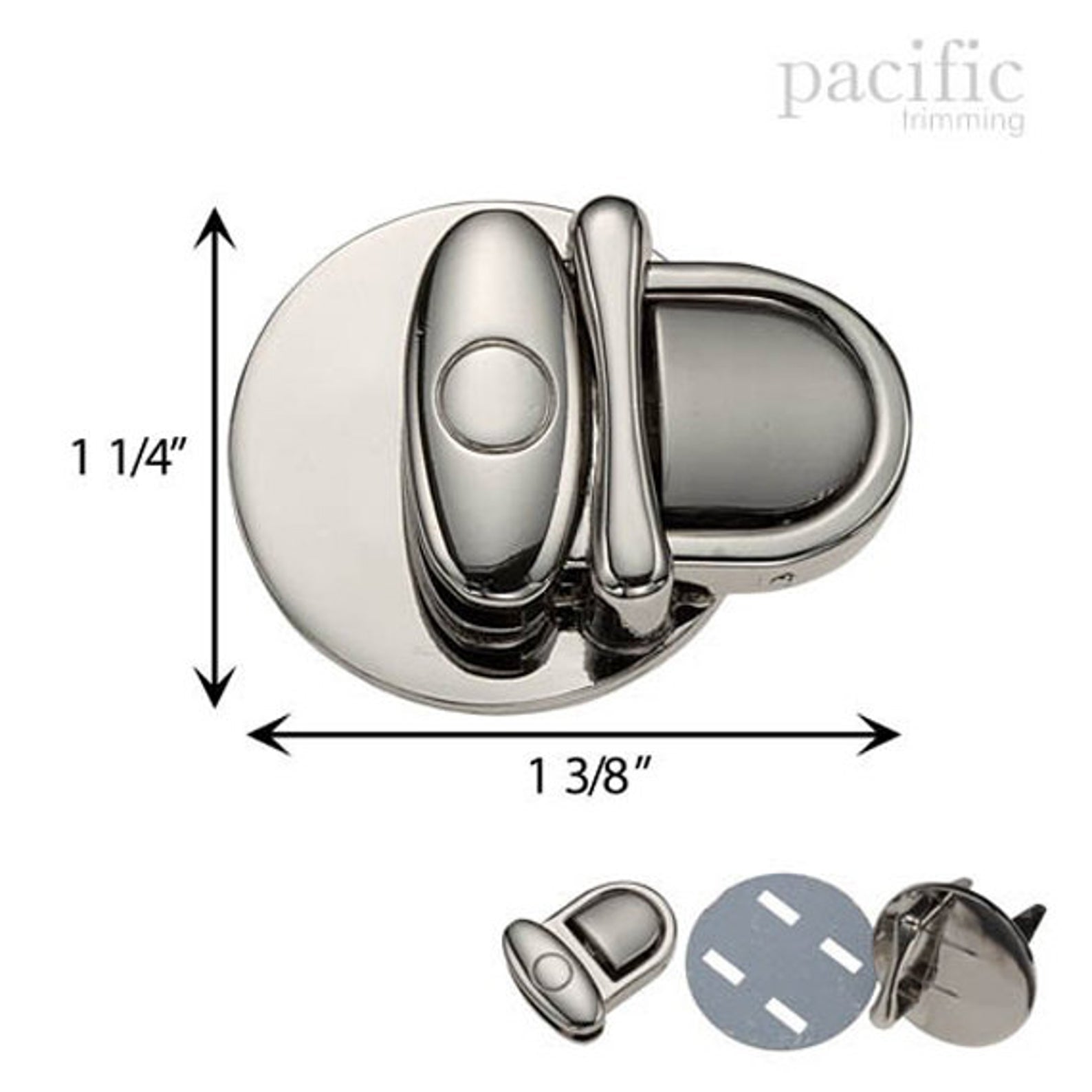 1.25 Inch Bag Push Lock Silver