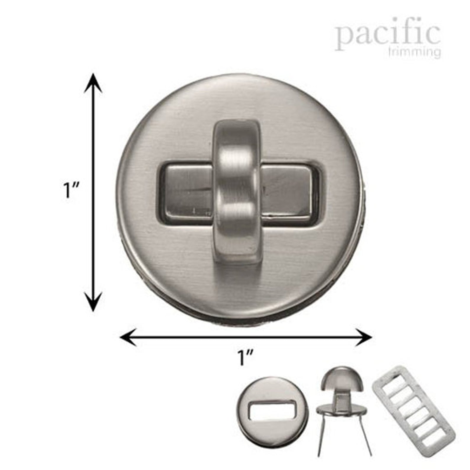 1 Inch Purse Turn Lock Polished Silver