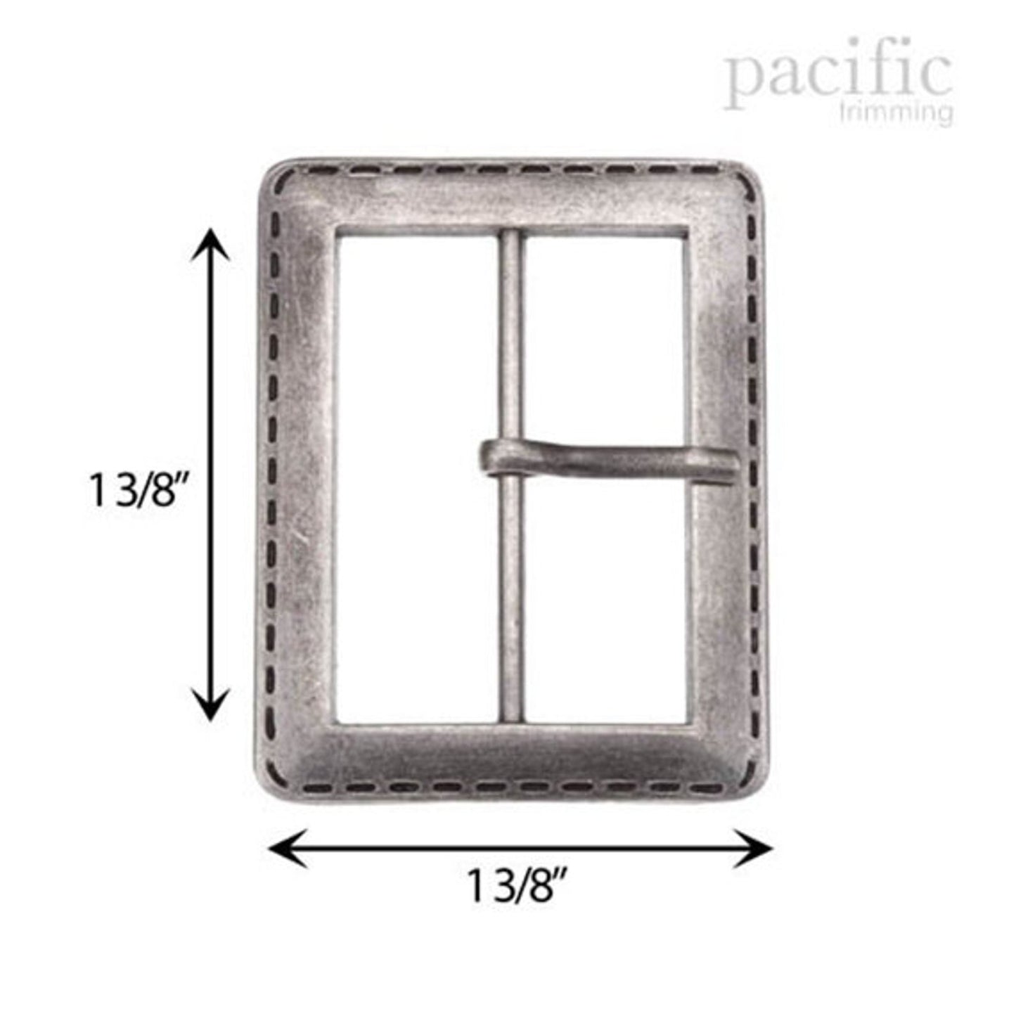 Stitched Pattern Buckle Antique Silver Multiple Sizes