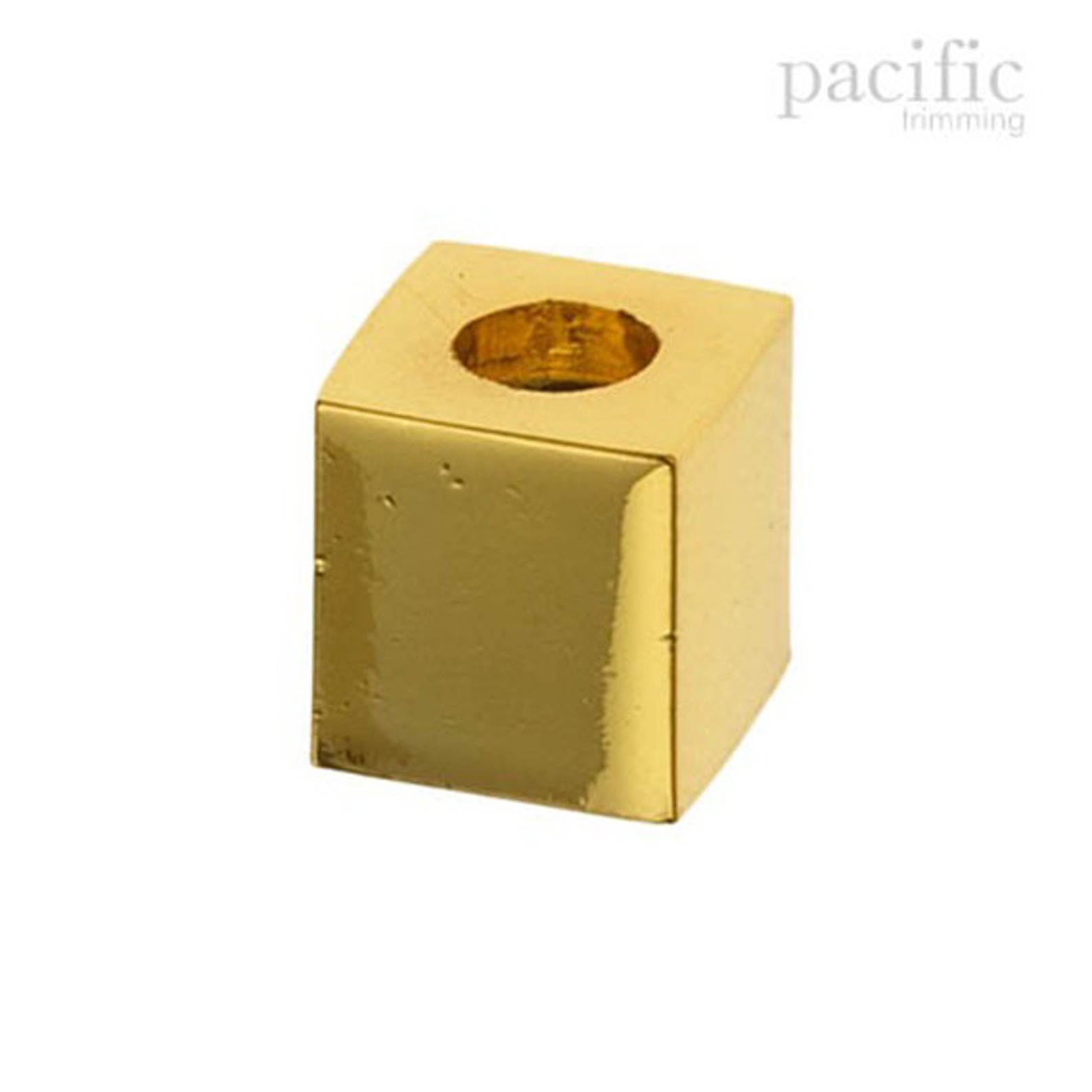 4mm Metal Cube Cord End Gold