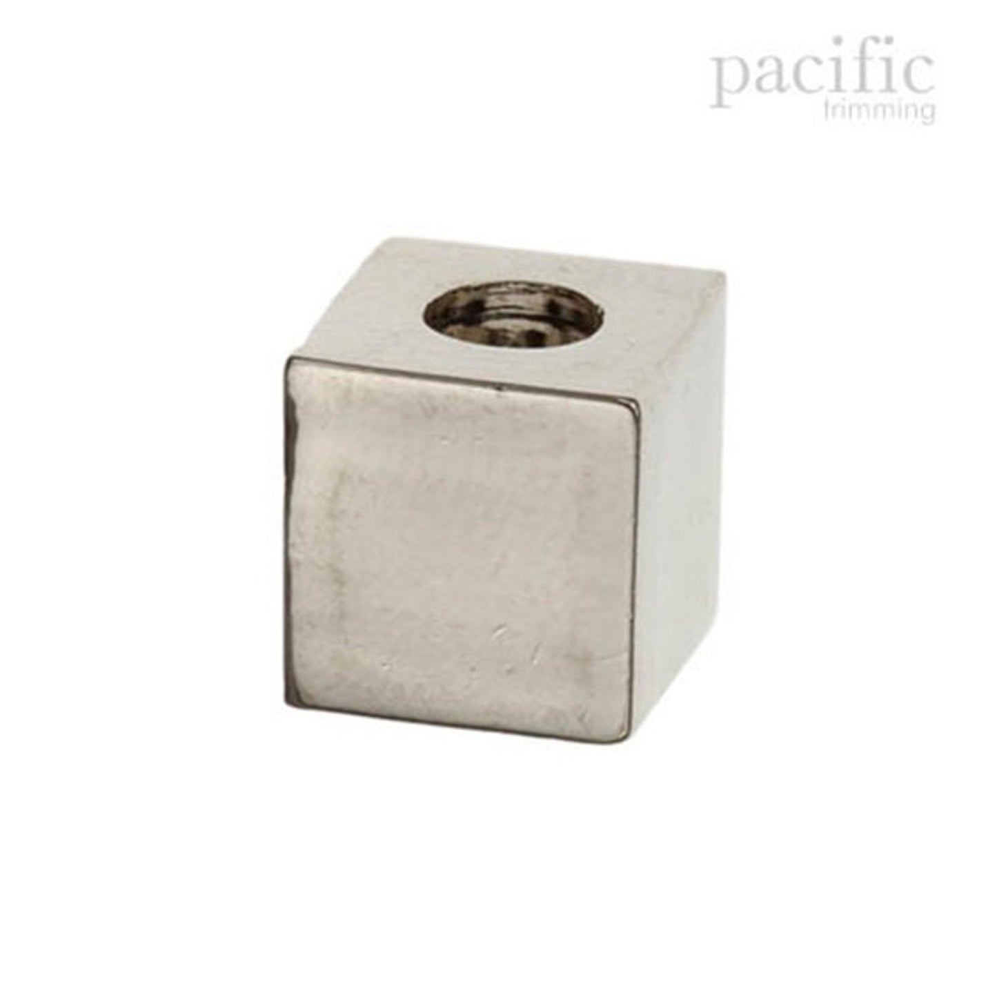 4mm Metal Cube Cord End Silver