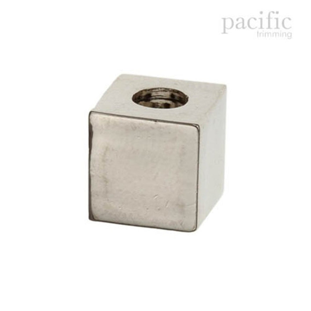 4mm Metal Cube Cord End Silver