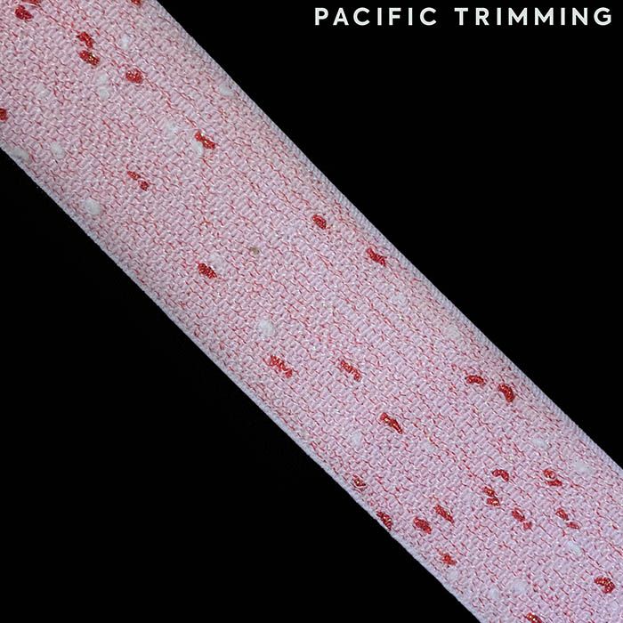 1 5/8 Inch Pink and Red Patterned Elastic