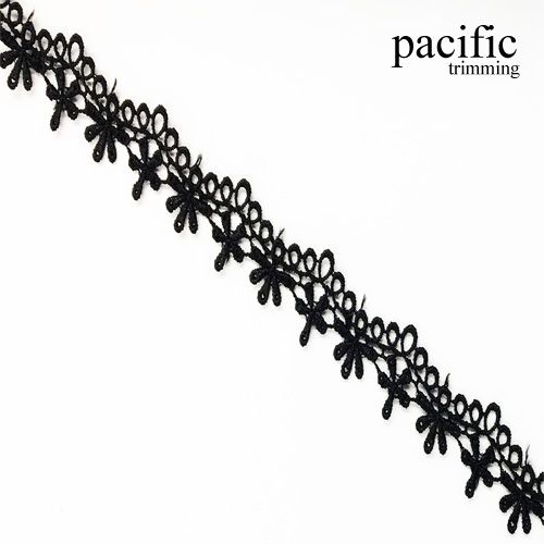 0.75 Inch Polyester Lace Trim Black