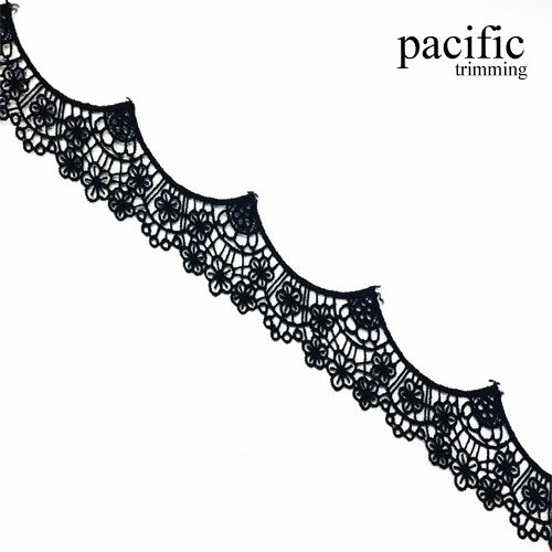 1.25 Inch Polyester Lace Trim Black