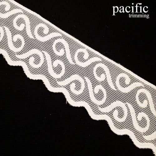 2.25 Inch White Polyester Lace Trim